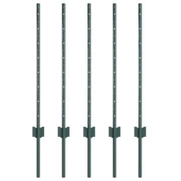 Vidaxl Steber ograje. 5 szt. Zelena 120 cm Jeklo