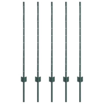 Vidaxl Steber ograje. 5 szt. Zelena 140 cm Jeklo