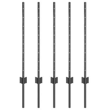 Vidaxl Steber ograje. 5 pcs Siva 80 cm Jeklo