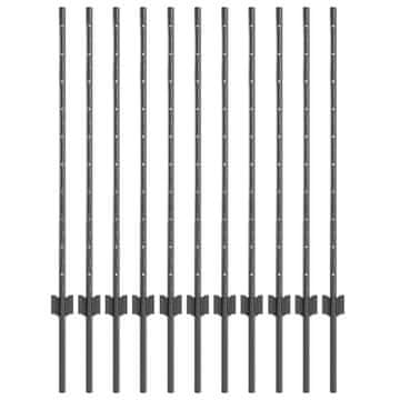 Vidaxl Steber ograje. 11 pcs Siva 100 cm Jeklo