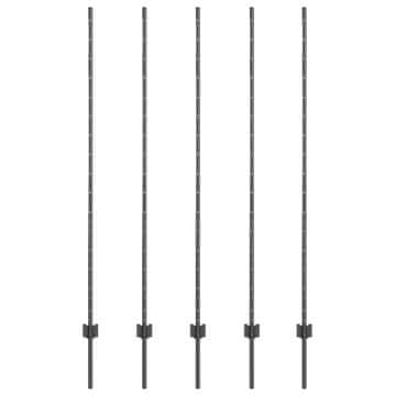 Vidaxl Steber ograje. 5 szt. Siva 150 cm Jeklo