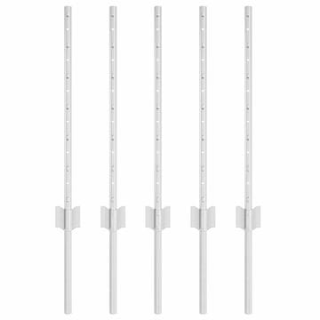 Vidaxl Steber ograje. 5 szt. srebrna 60 cm Jeklo