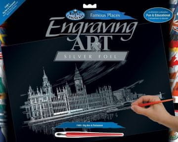 Srebrna slika za praskanje Big Ben in parlament - velika