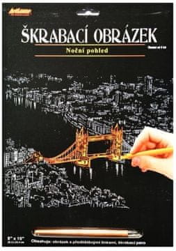 Artlover Slika na deski za praske (zlata) - Nočni pogled na Tower Bridge