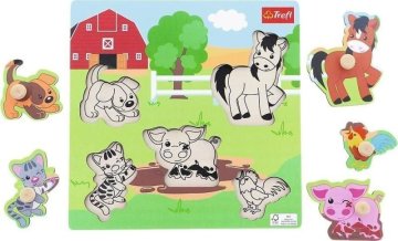 Trefl Sestavljanka/pomnilniška plošča lesene kmečke živali 22x22cm v foliji 18m+