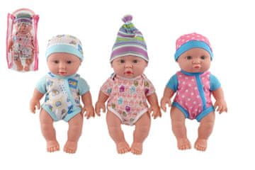 Teddies Baby/baby masivno plastično telo 25 cm na baterije z zvokom 3 vrste v plastični vrečki