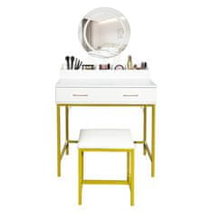 Aga Toaletna miza z ogledalom in osvetlitvijo + taburet Bela