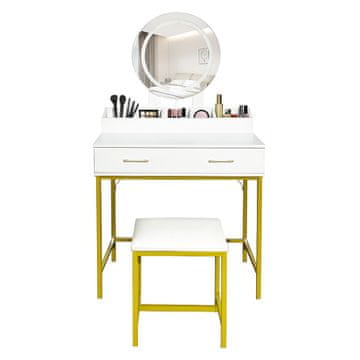 Aga Toaletna miza z ogledalom in osvetlitvijo + taburet Bela