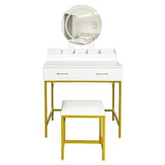 Aga Toaletna miza z ogledalom in osvetlitvijo + taburet Bela
