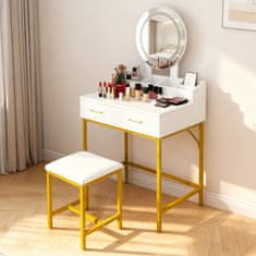 Aga Toaletna miza z ogledalom in osvetlitvijo + taburet Bela