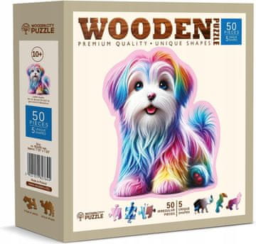 WOODEN CITY Lesena sestavljanka Happy Puppy 50 kosov