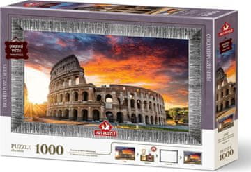 Art puzzle Sestavljanka z okvirjem in lepilom 3v1 Sončni zahod nad Kolosejem 1000 kosov