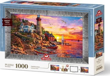 Art puzzle Sestavljanka z okvirjem in lepilom 3v1 Lep sončni zahod 1000 kosov
