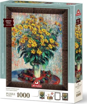 Art puzzle Sestavljanka z okvirjem in lepilom 3v1 Cvetovi topinamburja 1000 kosov
