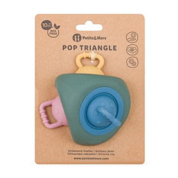 PETITE&MARS Silikonska igrača Pop Up Triangle Misty Green 10m+