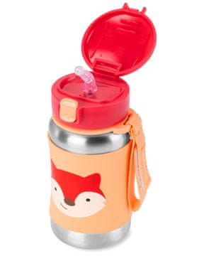 SKIP HOP Spark Style Steklenička za vodo iz nerjavečega jekla s slamico Fox 12m+