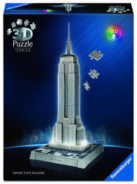 Ravensburger 3D puzzle Iconics: Empire State Building (nočna izdaja) 216 kosov