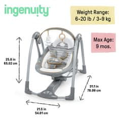 Ingenuity Pretvarljiva potovalna gugalnica z melodijo Bella Teddy 0m+ do 9kg