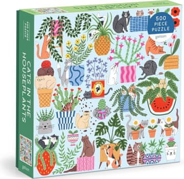 Galison Kvadratna sestavljanka Mačke v lončkih 500 kosov