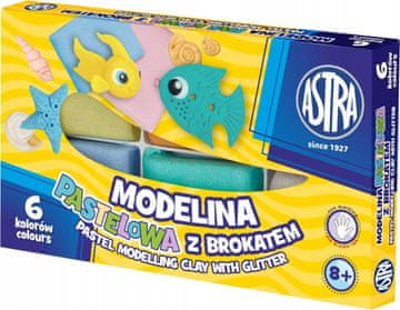 ASTRA Toplotno utrjeni plastelin 6 barv pastelnih z bleščicami