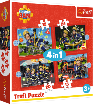 TREFL Puzzle Gasilec Sam: Dogodivščine gasilca Sama 4v1 (12,15,20,24 kosov)