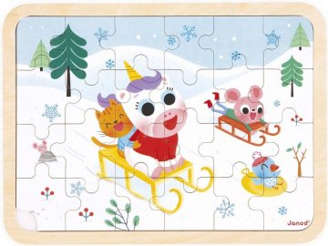 Janod Lesena sestavljanka z ugotavljanjem razlik Sankanje 24 kosov