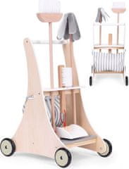 ECOTOYS Leseni voziček za čiščenje z dodatki