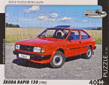 RETRO-AUTA Puzzle št. 30 ŠKODA RAPID 130 (1986) 40 kosov