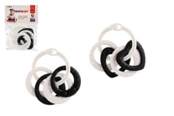 Hájková Obročki s 4 oblikami kontrastna plastika črna in bela 2 vrsti v vrečki 0m+