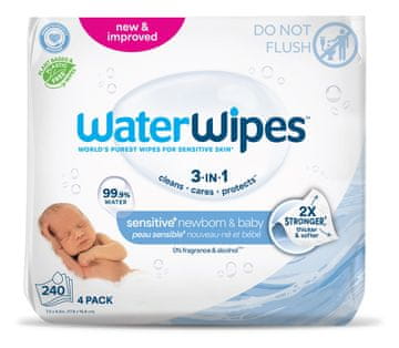 WaterWipes 4X Novorojenček in dojenček 3v1 Mokri robčki 60 kosov (240 kosov)