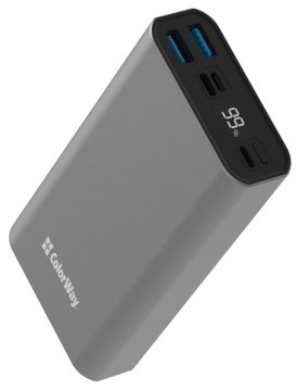 ColorWay powerbank/ 20 000 mAh/ 2x USB QC3.0/ USB-C Power Delivery 20W/ osvetlitev/ LED/ Micro-USB/ siva
