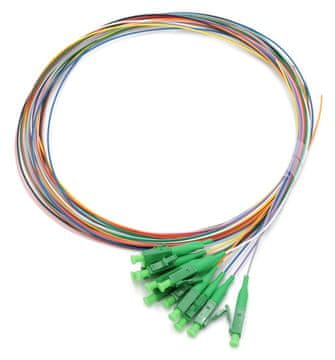 XtendLan FO pigtail LC/APC, 9/125, 0,9 mm, 1 m, komplet 12 pigtailov različnih barv, G.652d, LS0H