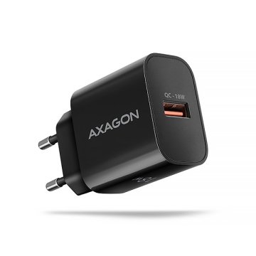 AXAGON ACU-QC18, 18W omrežni polnilnik, 1x USB-A, QC3.0/AFC/Apple, črn