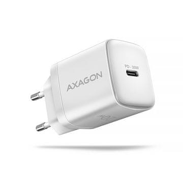 AXAGON ACU-PD20W, 20W omrežni polnilnik, 1x vrata USB-C, PD3.0/PPS/QC4+/AFC/Apple, bel