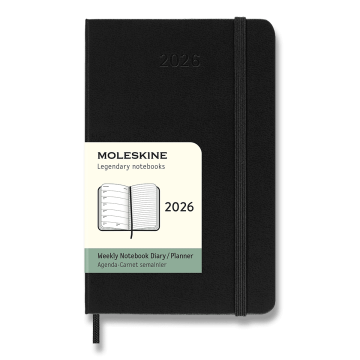 Moleskine Dnevnik 2026 - trda vezava, S, tedenski, črn
