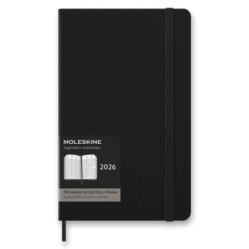 Moleskine Dnevnik 2026 - PRO, trde platnice, L, tedenski, vertikalni, črn