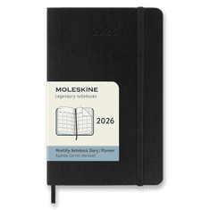 Moleskine Dnevnik 2026 - mehke platnice, S, mesečni, črn