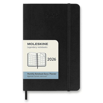 Moleskine Dnevnik 2026 - mehke platnice, S, mesečni, črn