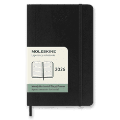 Moleskine Dnevnik 2026 - mehke platnice, S, tedenski, vodoraven, črn