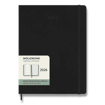 Moleskine Dnevnik 2026 - trda vezava, XL, tedenski, črn