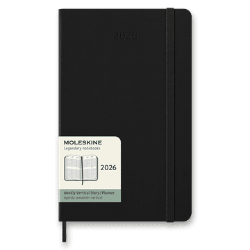 Moleskine Dnevnik 2026 - trde platnice, L, tedenski, vertikalni, črn