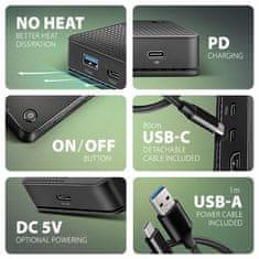 AXAGON HMC-U4, USB4 40Gb/s dock, 3x USB-A, 2x USB-C, HDMI in DP 8K/30Hz, RJ-45, SD/mSD, zvok, PD 100W, kabel USB-C 80cm