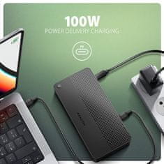 AXAGON HMC-U4, USB4 40Gb/s dock, 3x USB-A, 2x USB-C, HDMI in DP 8K/30Hz, RJ-45, SD/mSD, zvok, PD 100W, kabel USB-C 80cm