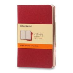 Moleskine Beležnice Cahier, S, z vrsticami, 3 kosi - rdeča