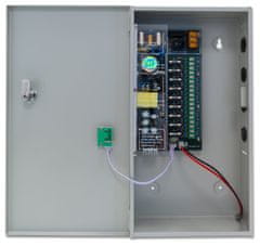 XtendLan napajalnik 12-13V DC, nastavljiv, 9 priključkov, skupaj 8A, 96W, z varovalkami, škatla z varovalkami, rezervna baterija