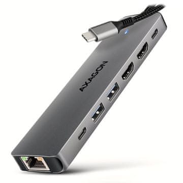 AXAGON multi USB-C hub 7v1 / HMC-7HX2 / PD 100W / 1xUSB-C / 2xUSB-A / 2xHDMI / RJ-45 / kabel 15cm