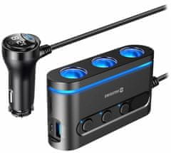 SWISSTEN Avtoadapter s 3x cl, 2x ucb-c pd in 1x usb-a qa 3.0 izhodom, 108w - 216w