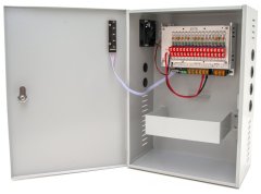 XtendLan napajalnik 12V DC, 16 priključkov, skupaj 20A, 240W, varovalke PTC, ohišje, rezervna baterija (12Ah)