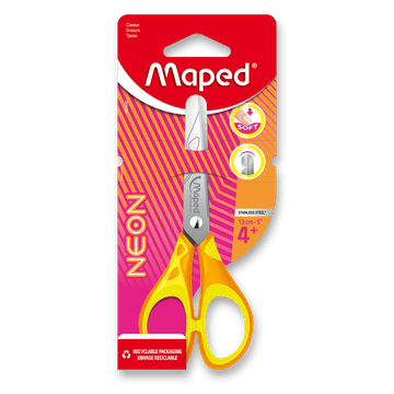 Maped Škarje Pulse Soft Neon - 13 cm, blister, mešanica barv