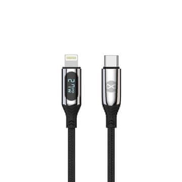 Forever Podatkovni kabel z LCD zaslonom USB-C/Lightning 1m 27W črn